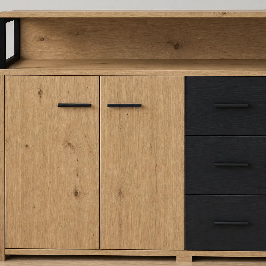Buffet 3 portes 3 tiroirs en bois Roman