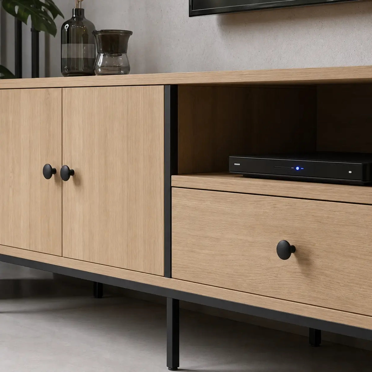 Meuble TV 200 cm en bois Blanche
