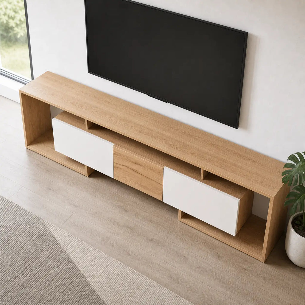 Meuble TV 2 portes en bois Adeline