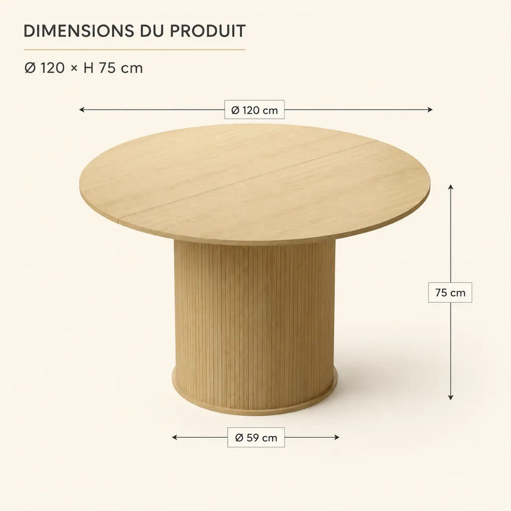 Table à manger ronde en bois Arthur