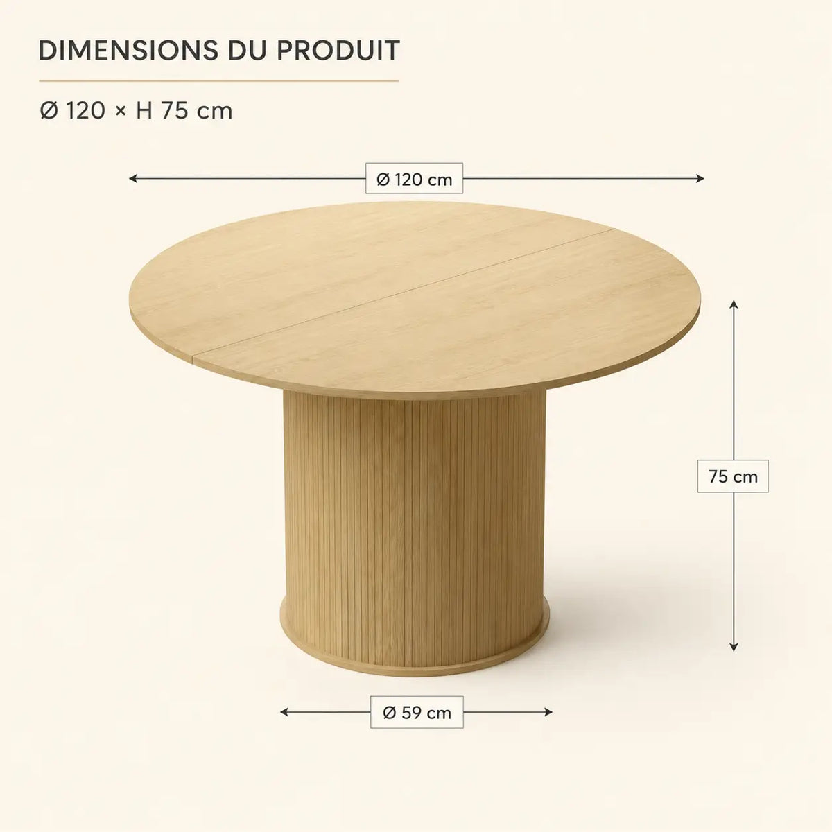 Table à manger ronde en bois Arthur