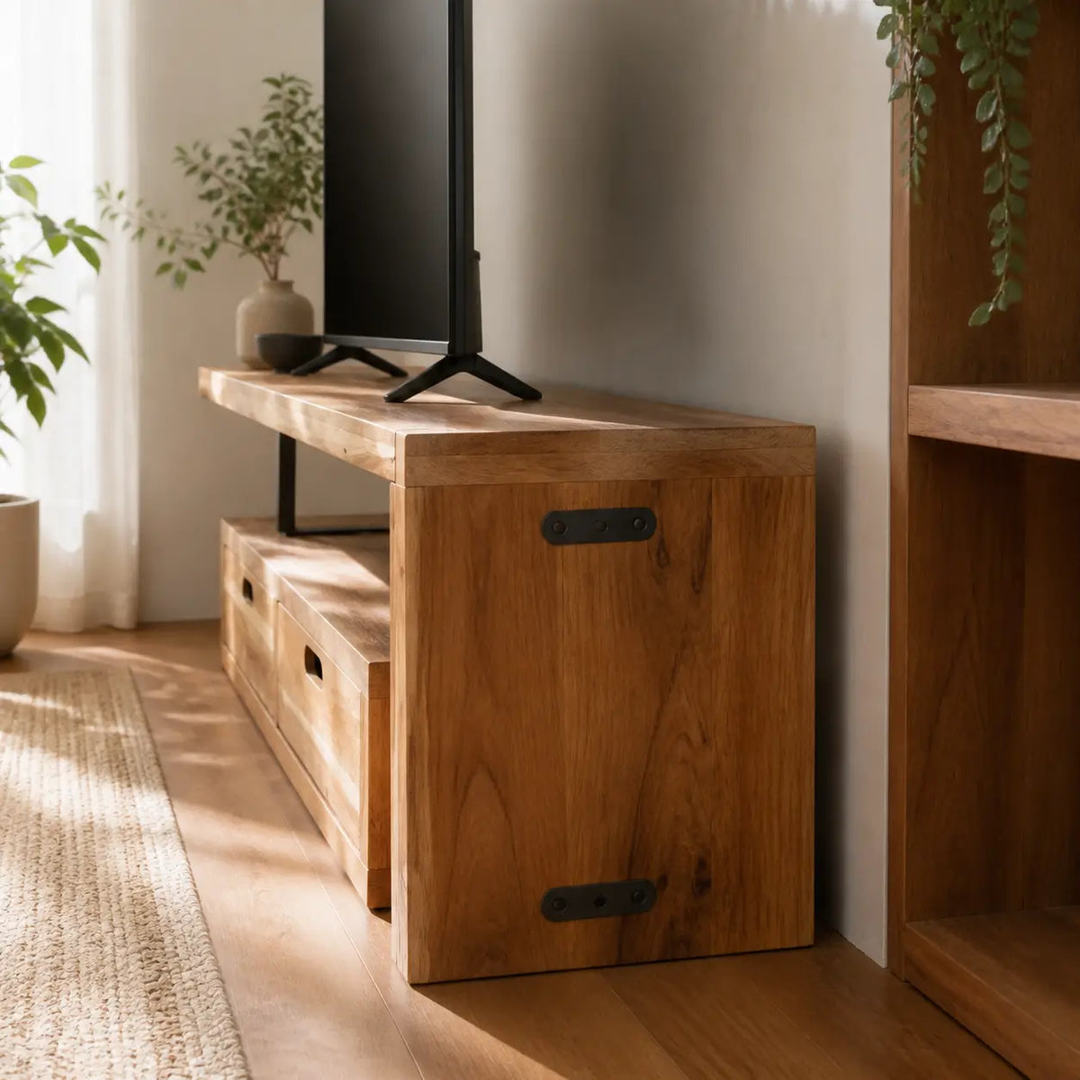 Meuble TV extensible en bois de manguier massif Tom