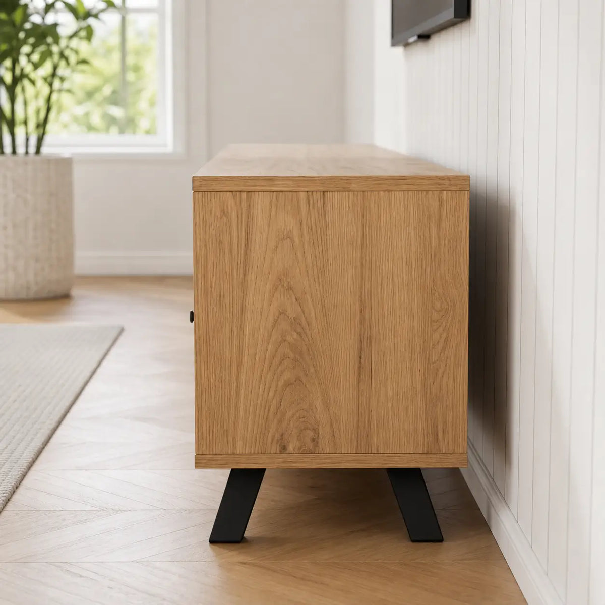 Meuble TV 2 tiroirs en bois Nicolas