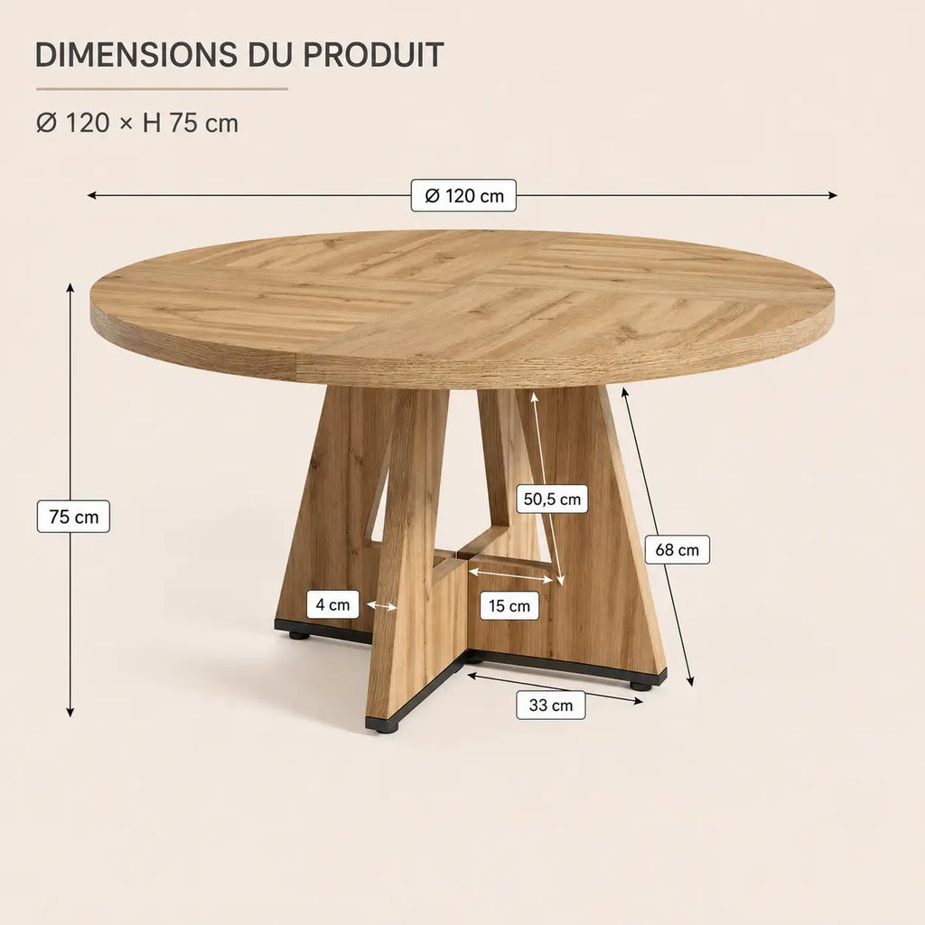 Table à manger ronde en bois Paul