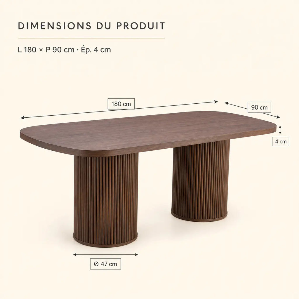 Table à manger ovale en bois Théo