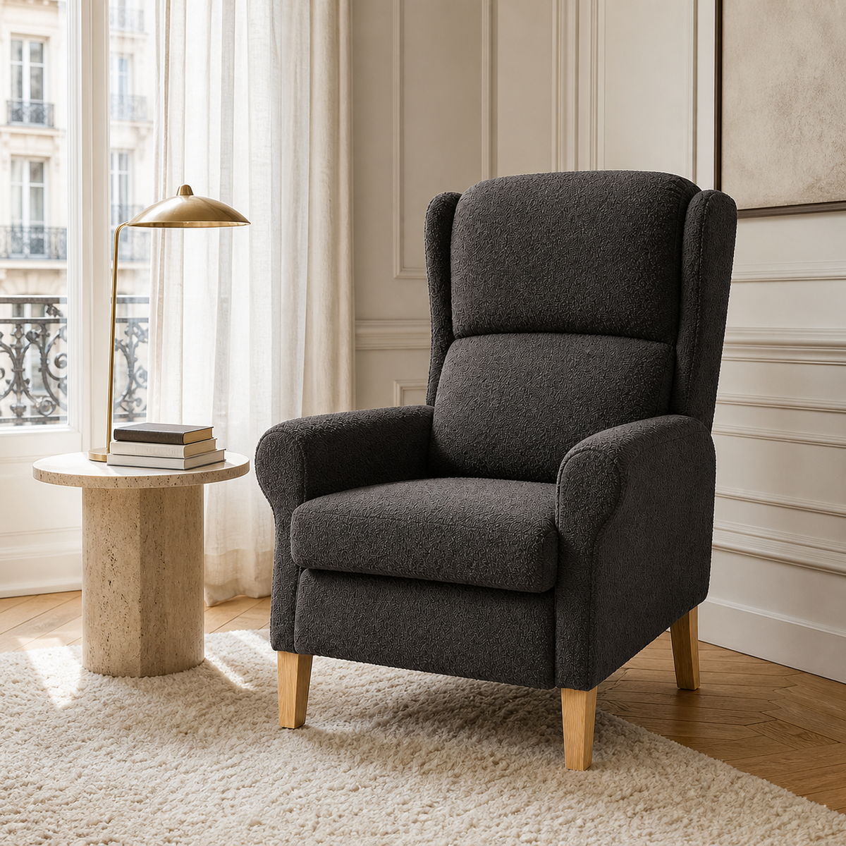 Fauteuil en bois Basile - Gris foncé