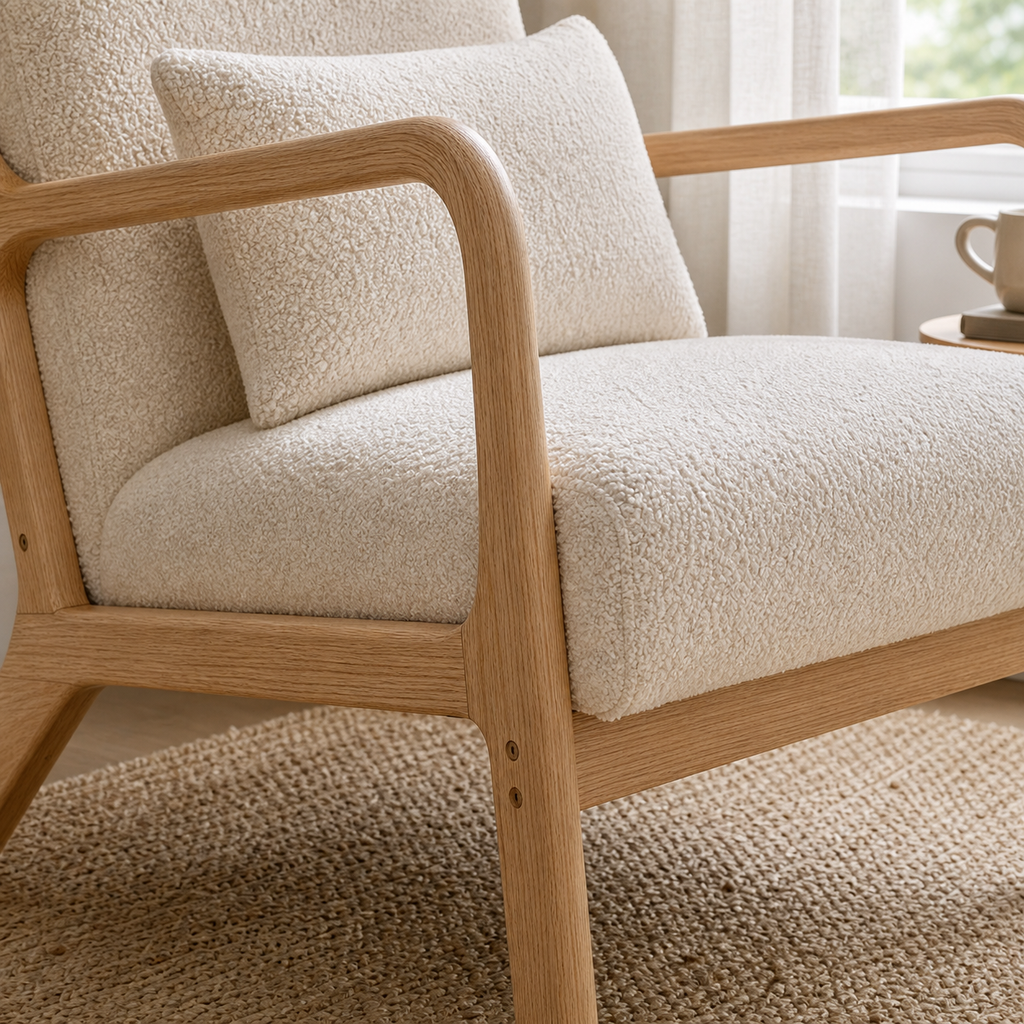 Fauteuil lounge en bois d'hévéa massif Agathe