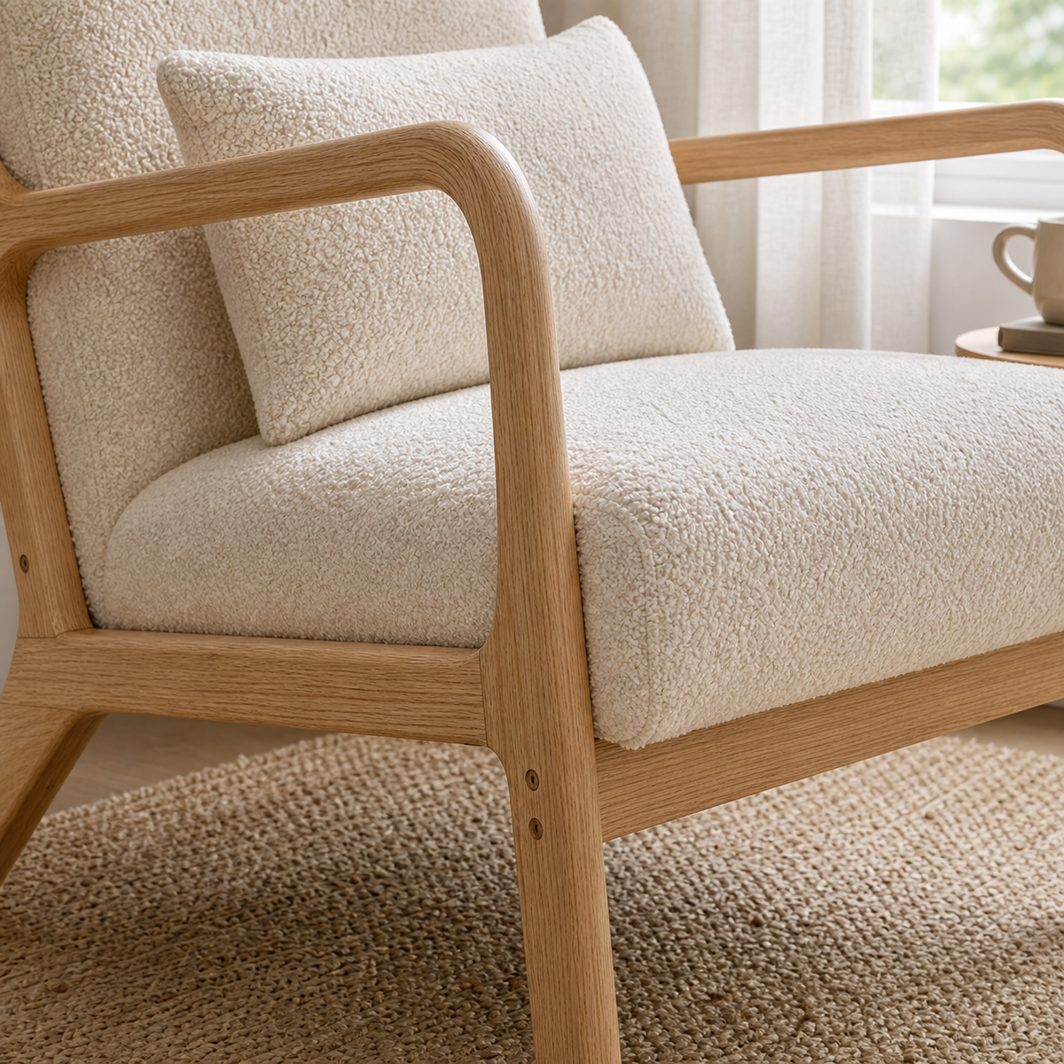 Fauteuil lounge en bois d'hévéa massif Agathe
