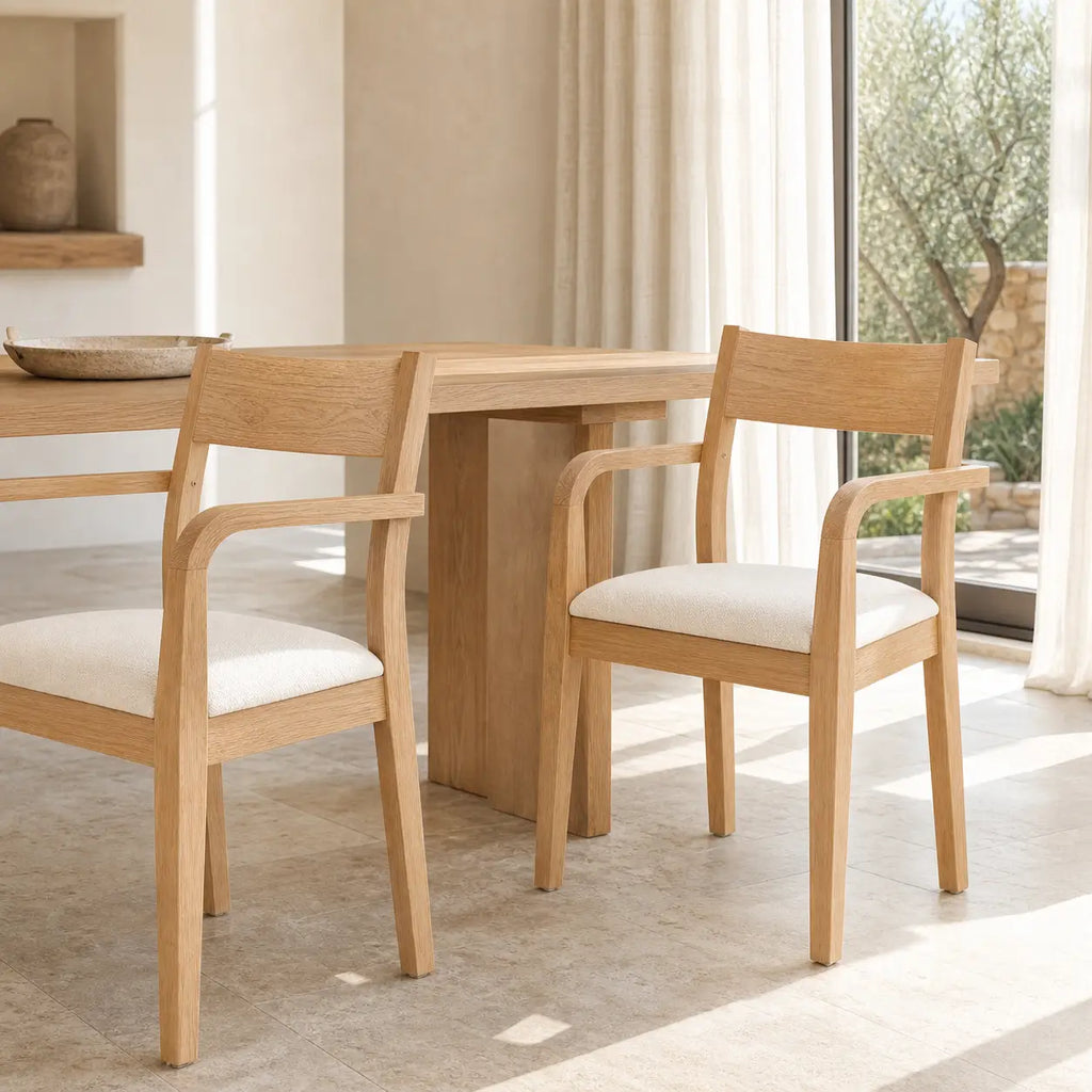 Lot de 2 chaises de salle à manger en bois d'hévéa massif Aurore