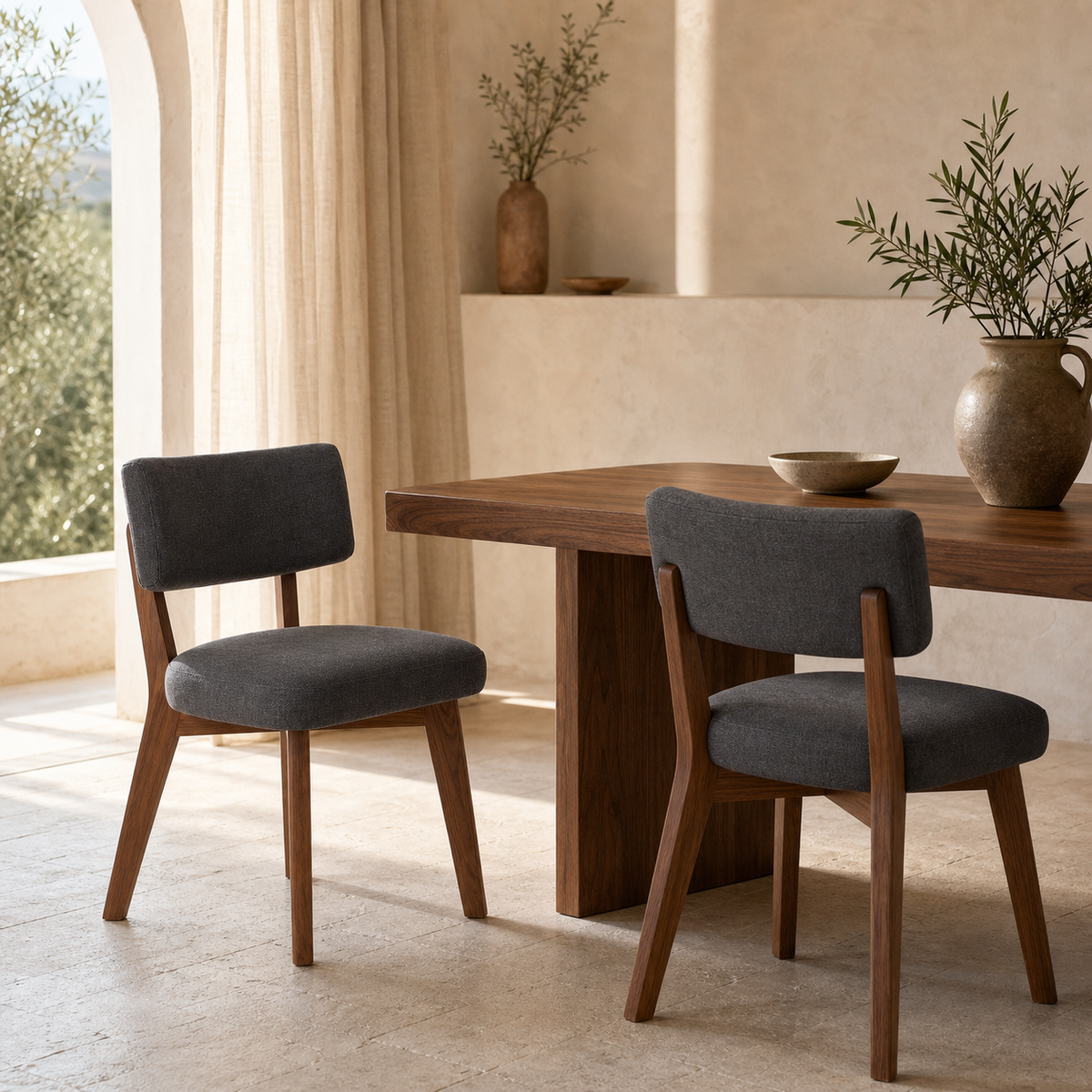 Lot de 2 chaises en bois massif Joséphine - Gris