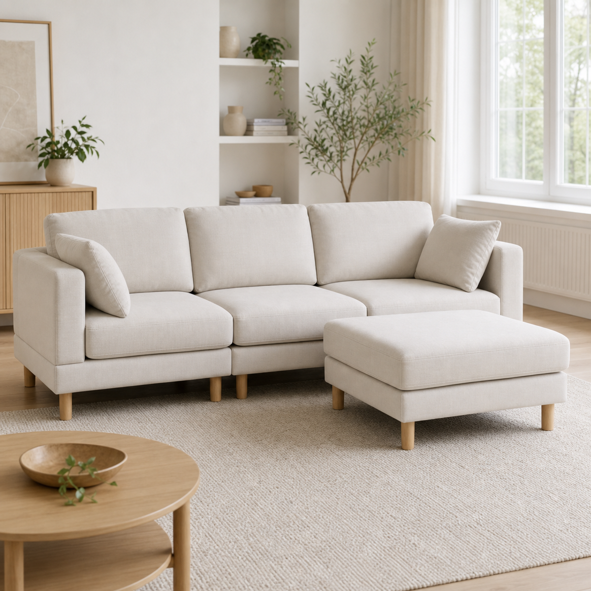 Canapé d'angle modulable en bois massif Garance