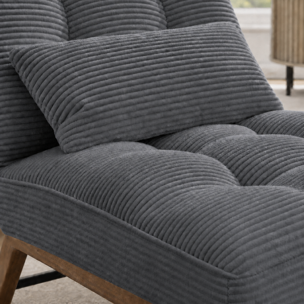 Fauteuil lounge en bois Marguerite - Gris