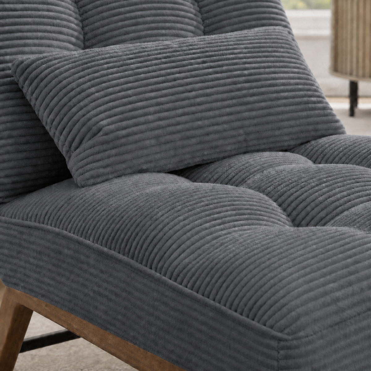 Fauteuil lounge en bois Marguerite - Gris