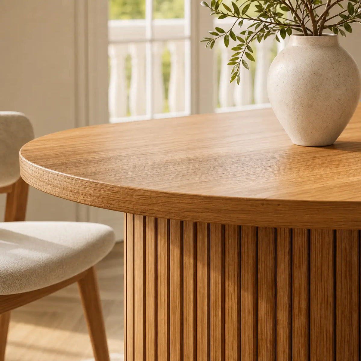 Table à manger ovale extensible en bois Faustine - Marron