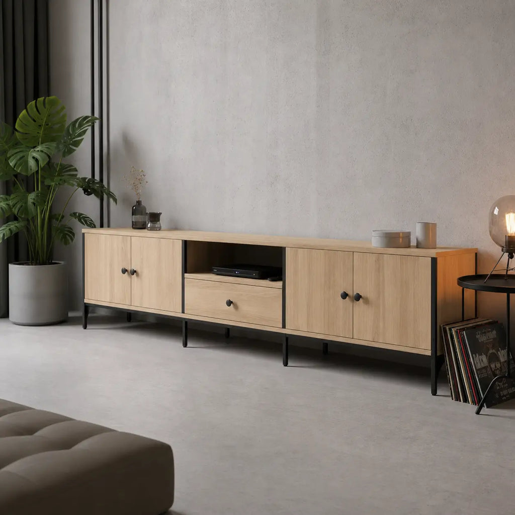 Meuble TV 200 cm en bois Blanche