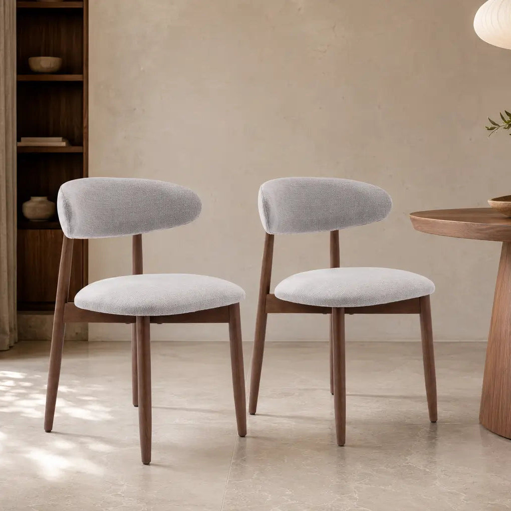 Lot de 2 chaises scandinaves en bois Elia - Gris clair