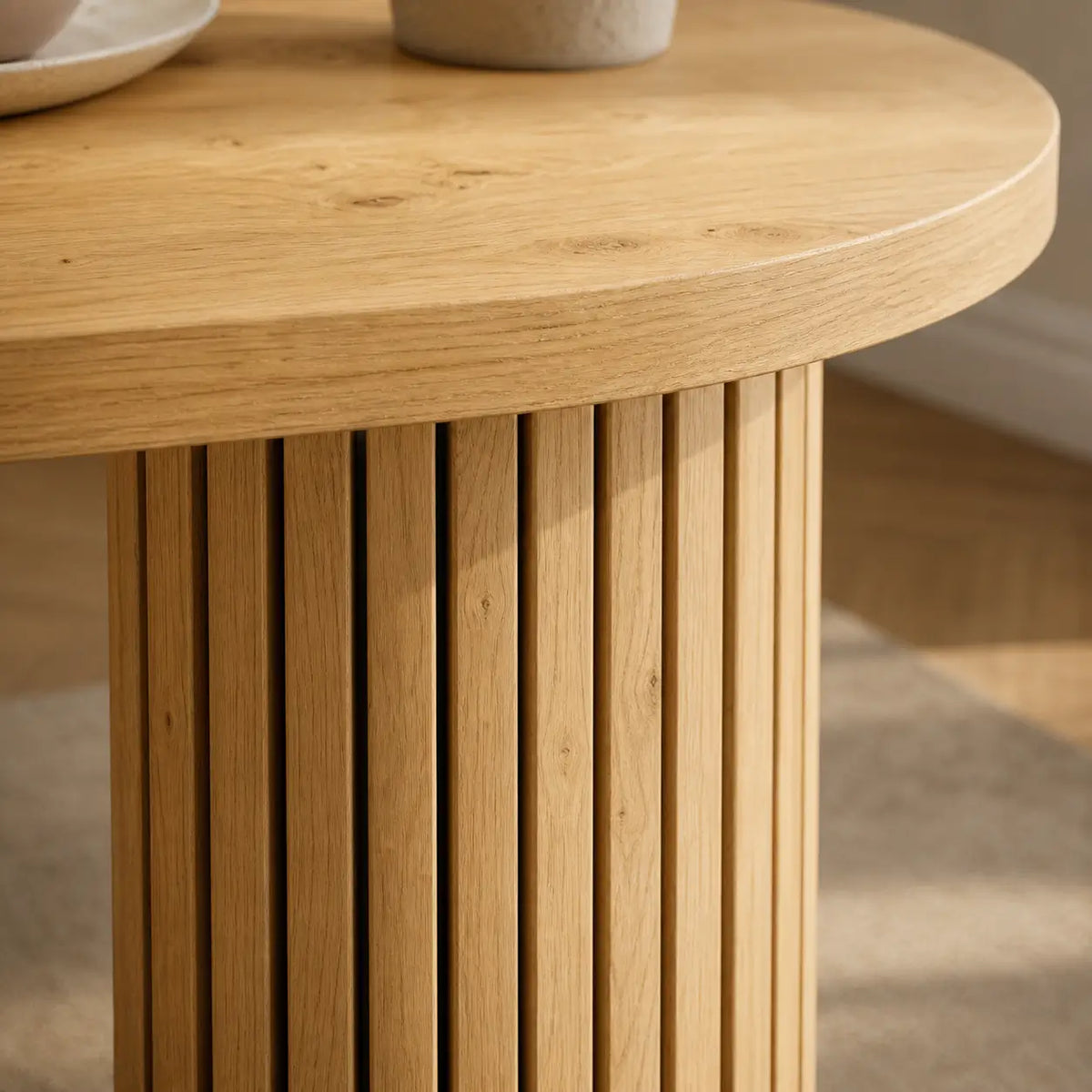 Table à manger ovale extensible en bois Faustine - Bois naturel