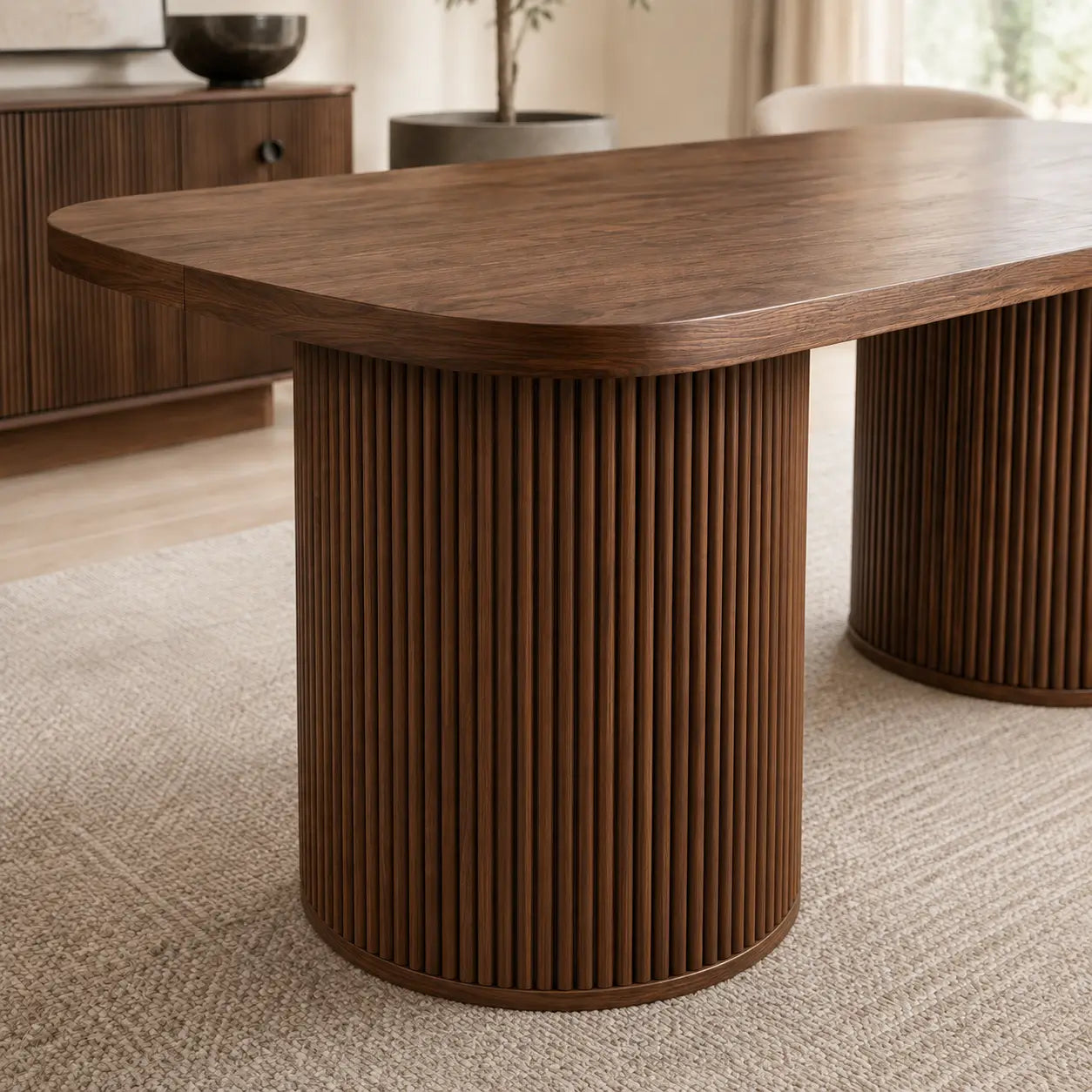 Table à manger ovale en bois Théo