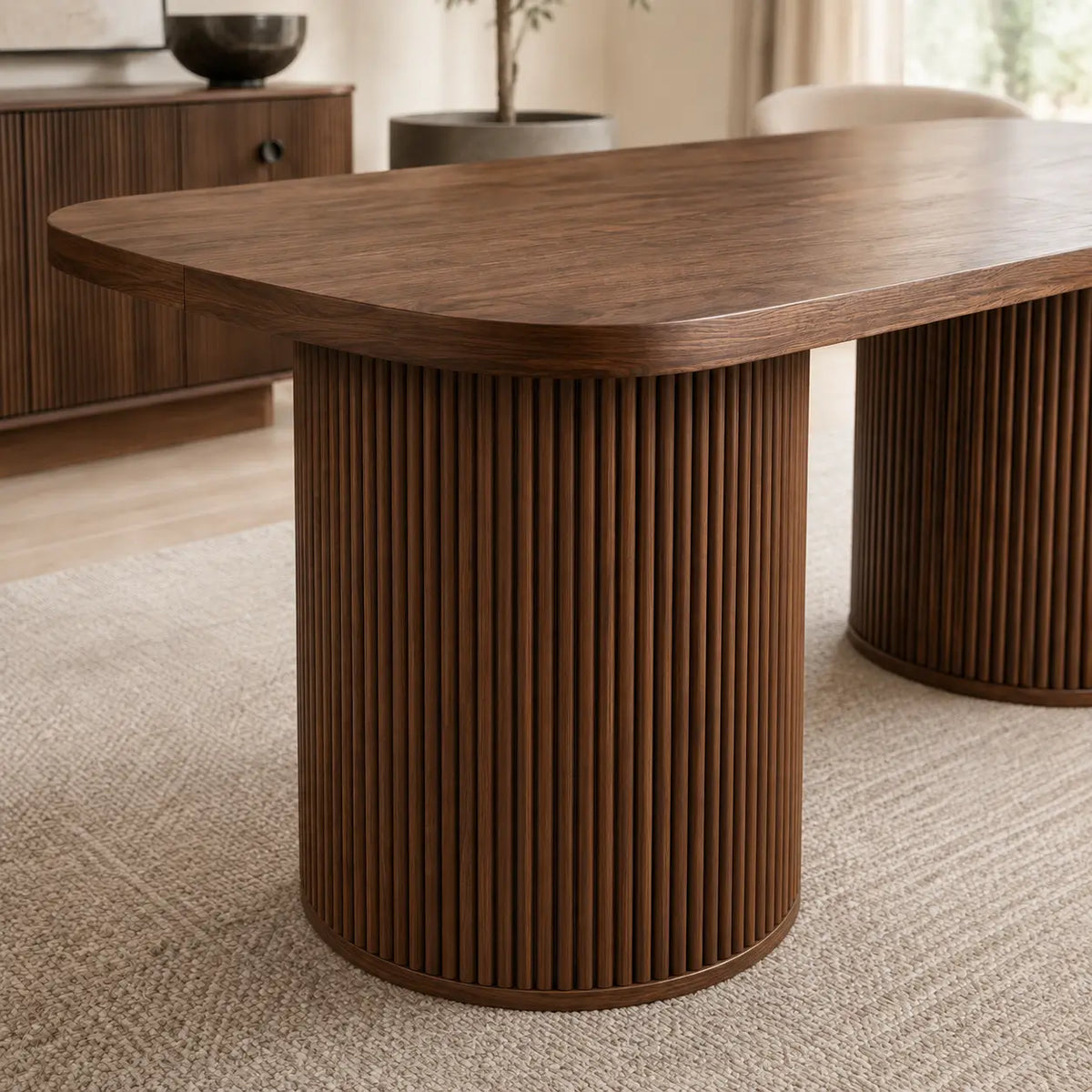 Table à manger ovale en bois Théo