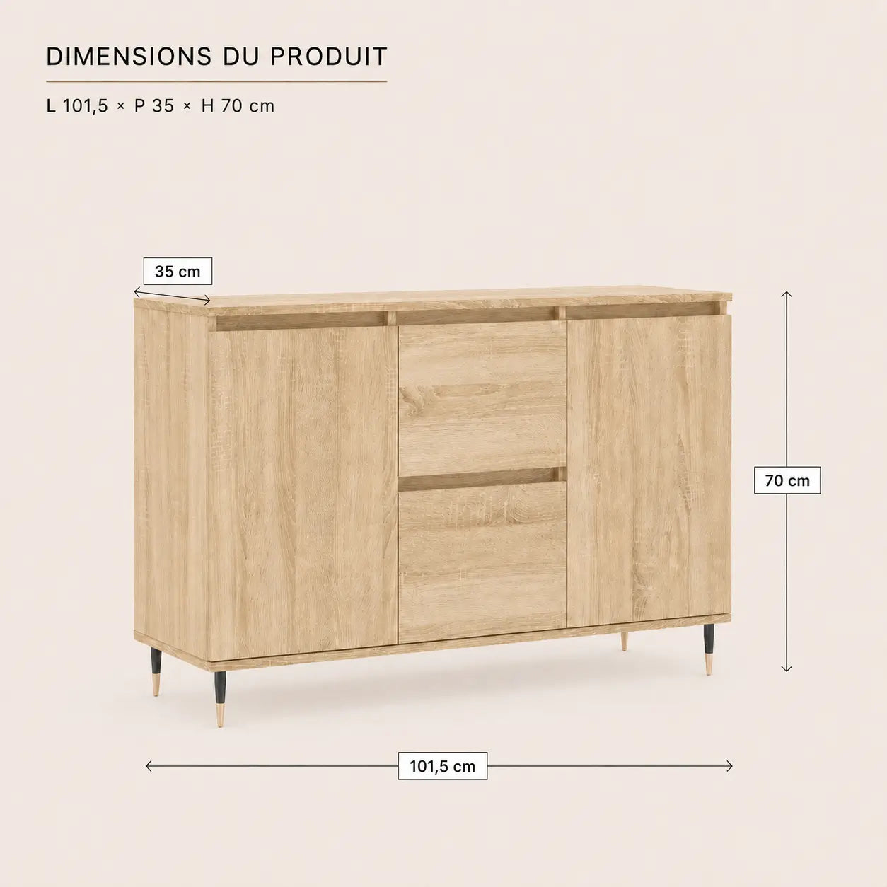 Buffet 101 cm en bois Alice