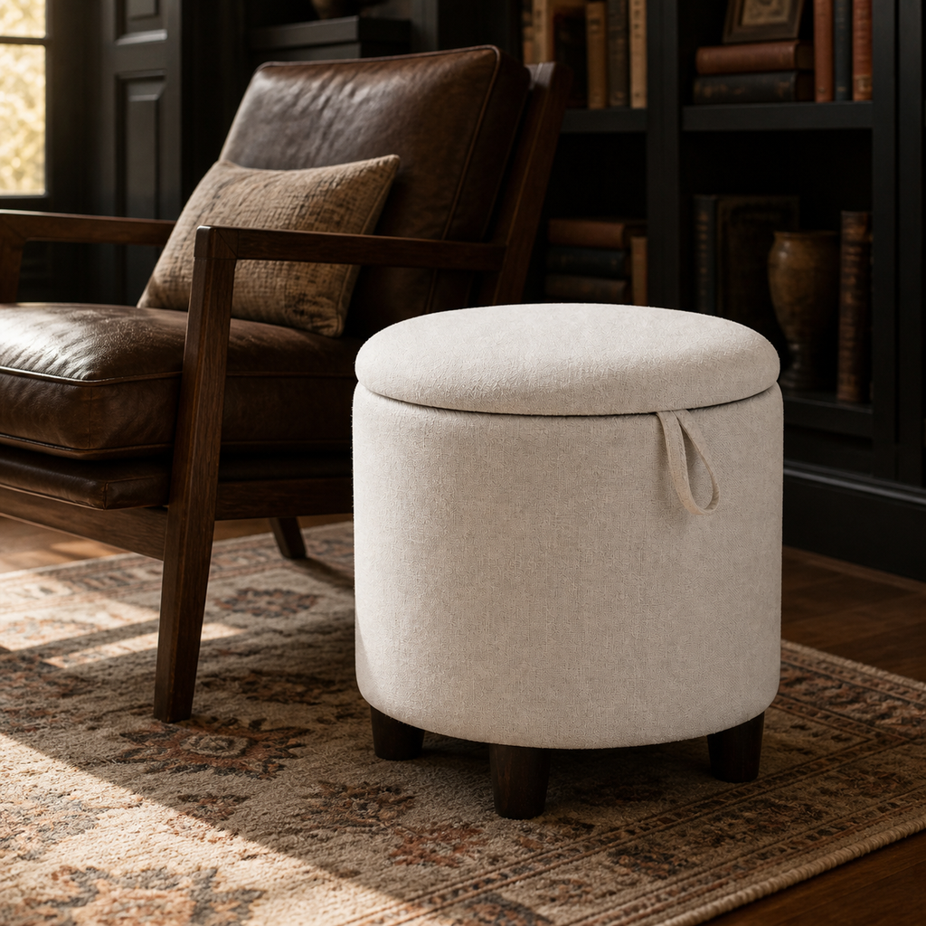 Pouf de rangement en bois Léon