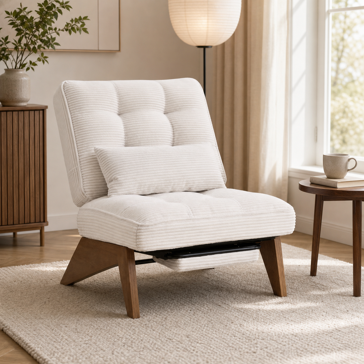 Fauteuil lounge en bois Marguerite - Beige