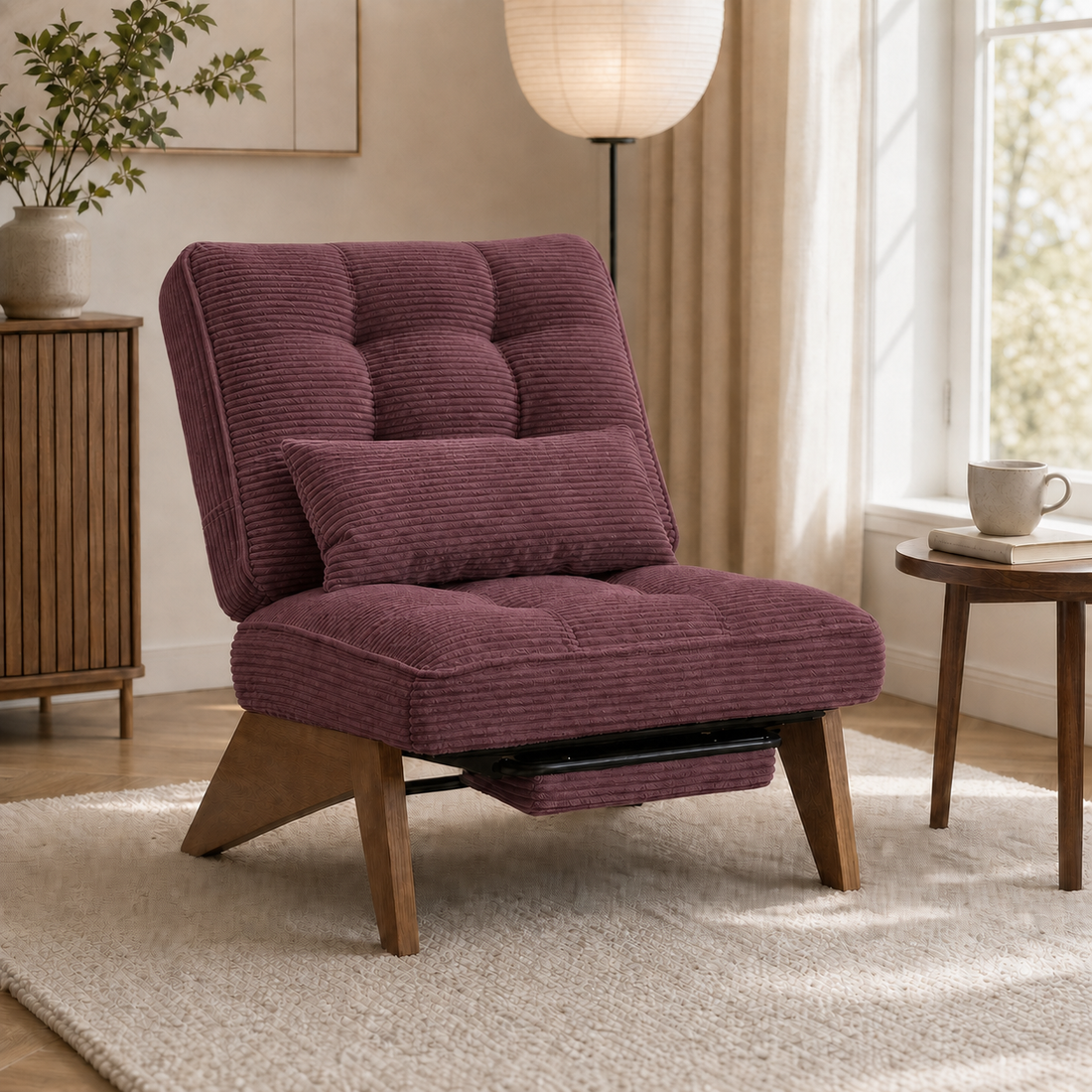 Fauteuil lounge en bois Marguerite - Bordeaux