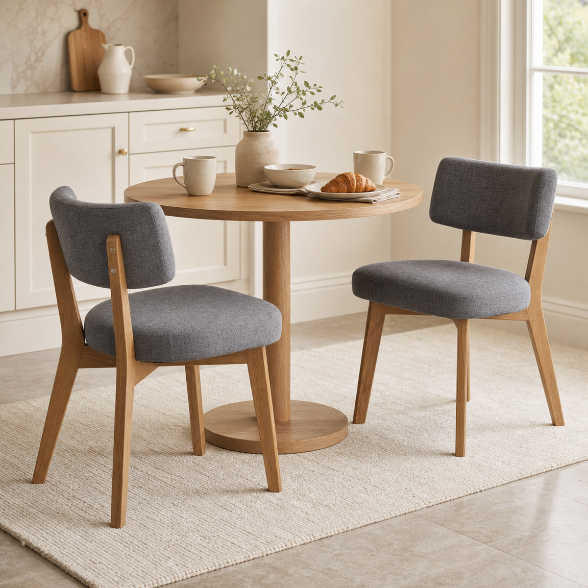 Lot de 2 chaises en bois massif Apolline - Gris