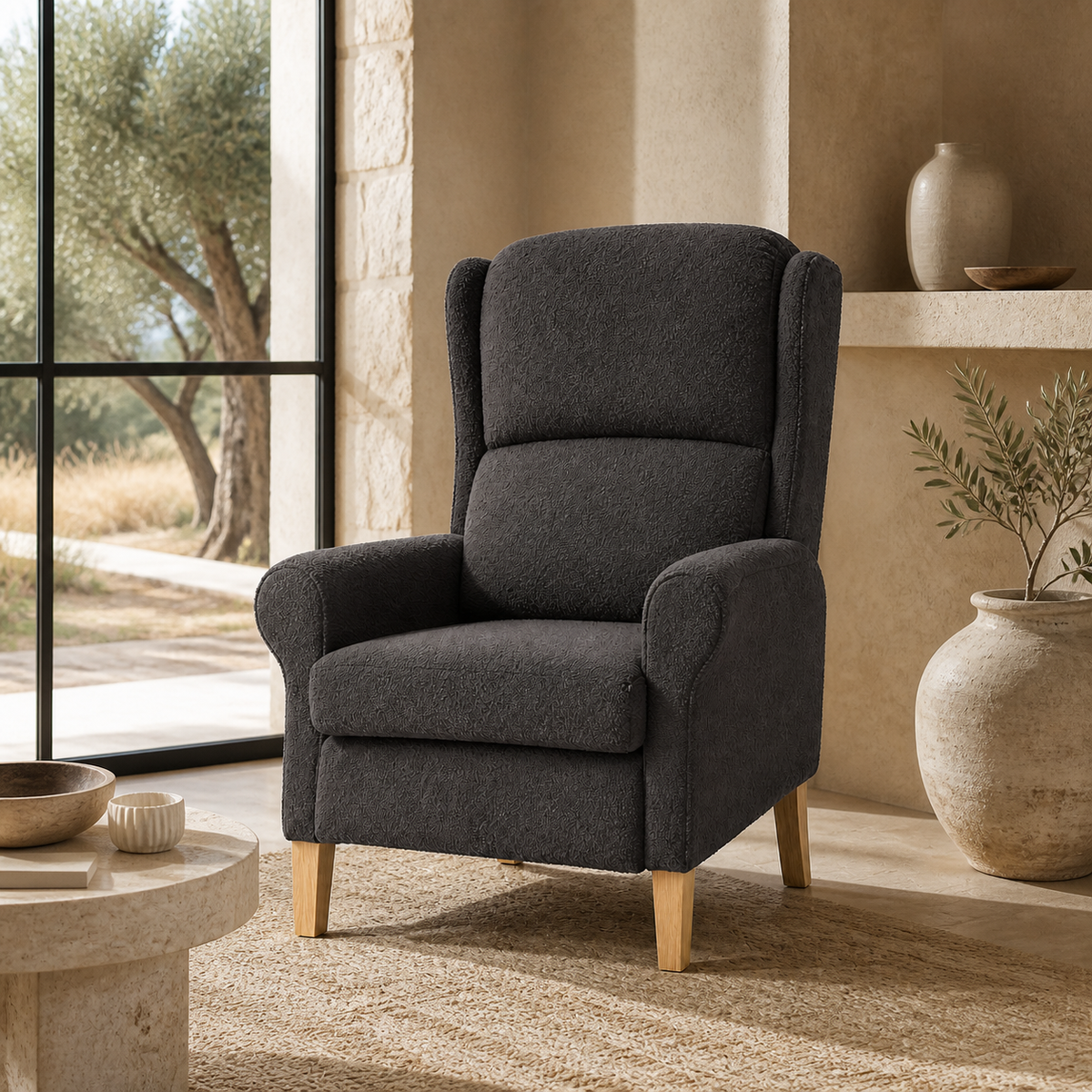 Fauteuil en bois Basile - Gris foncé