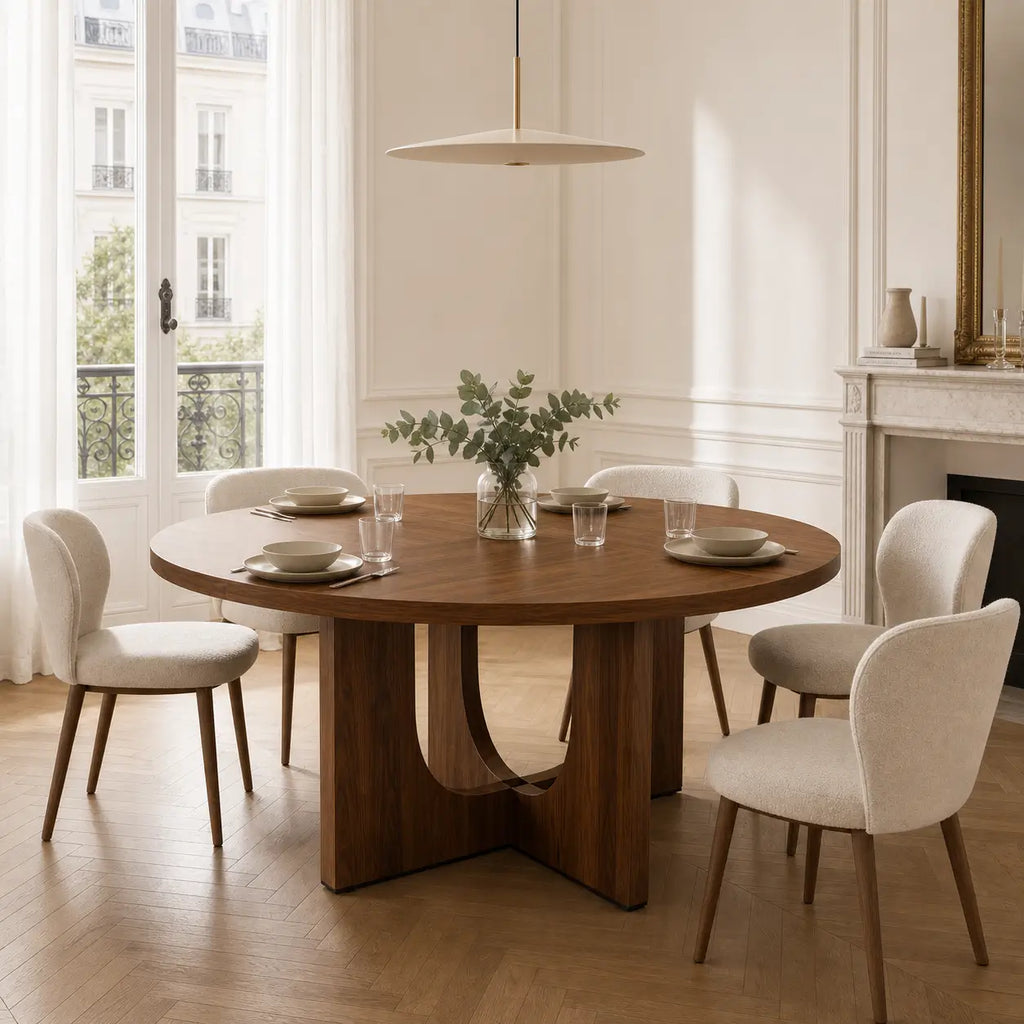 Table à manger ronde en bois Sixtine