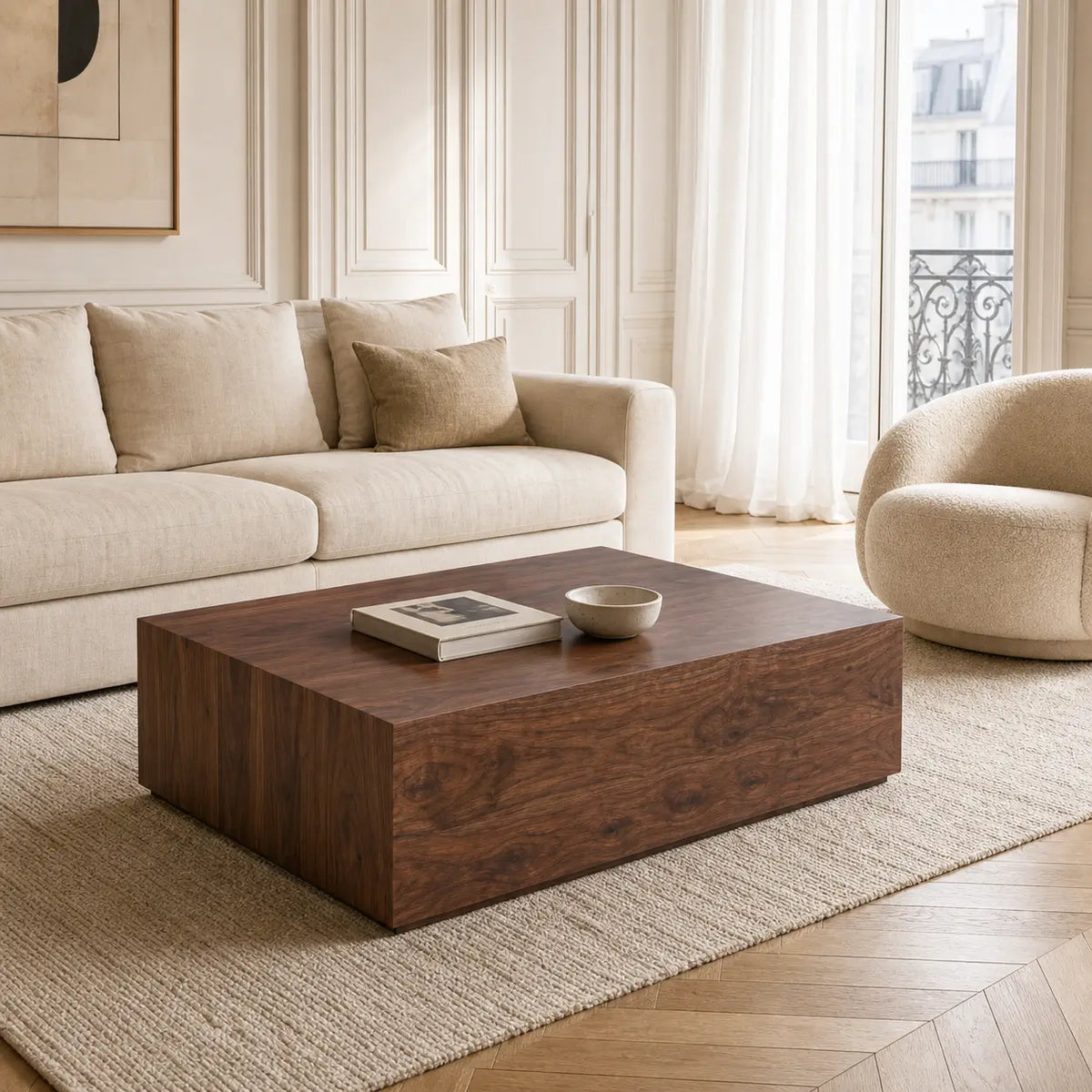 Table basse rectangulaire en bois Nathan