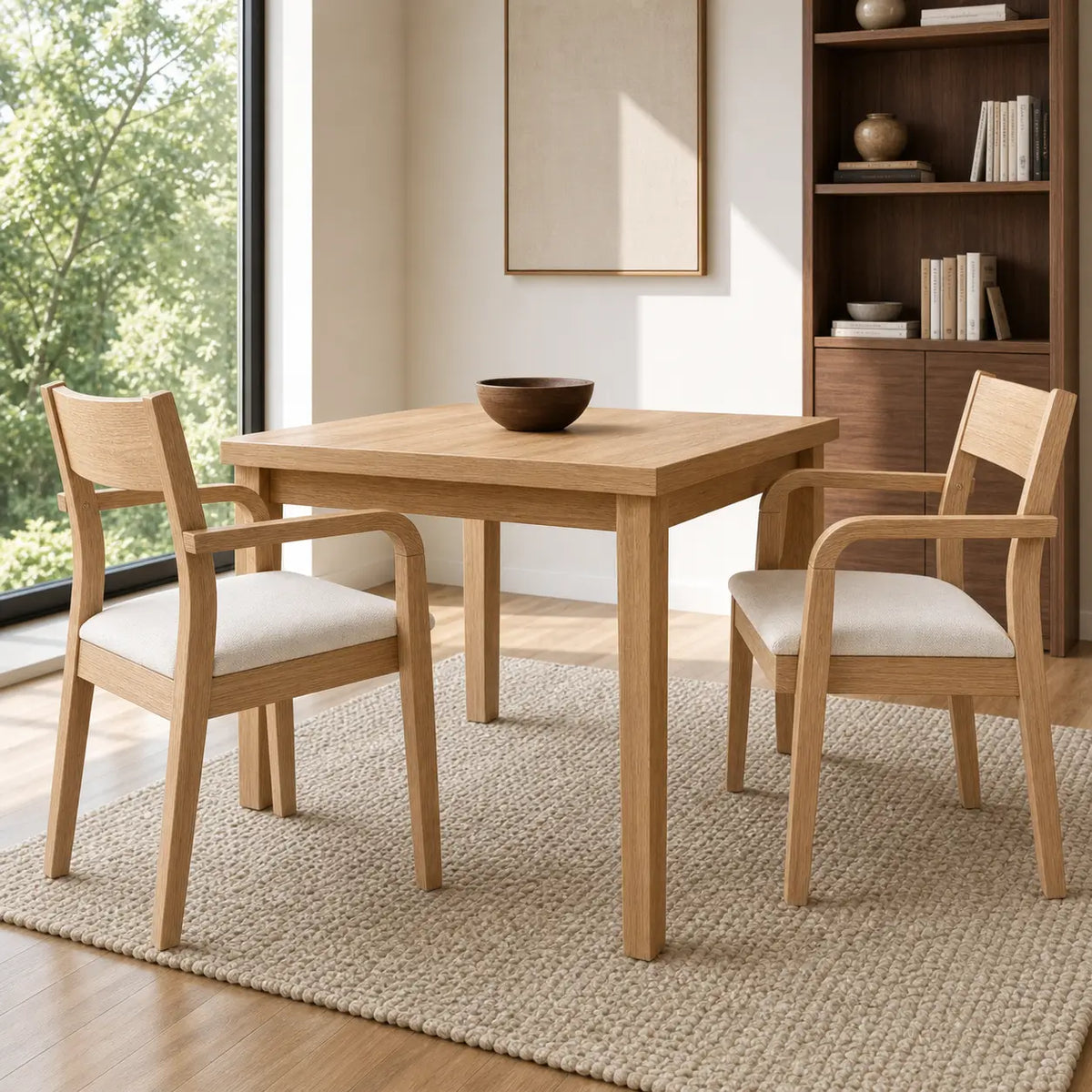 Lot de 2 chaises de salle à manger en bois d'hévéa massif Aurore