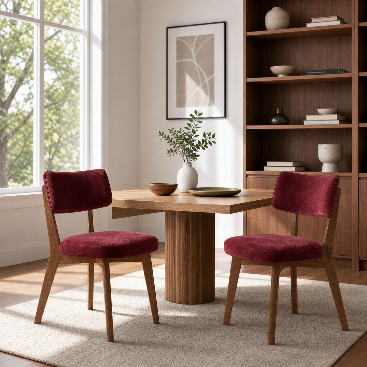 Lot de 2 chaises en bois massif Joséphine - Bordeaux