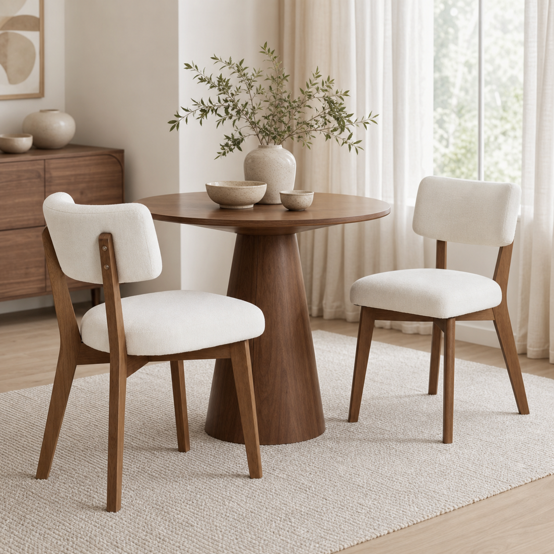 Lot de 2 chaises en bois massif Apolline - Beige