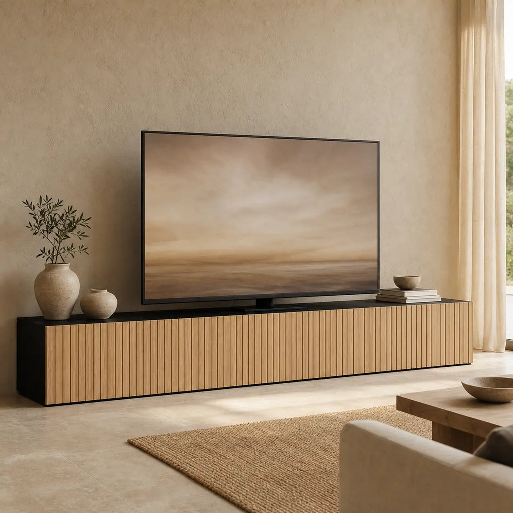 Meuble TV 2 portes suspendu en bois Constance