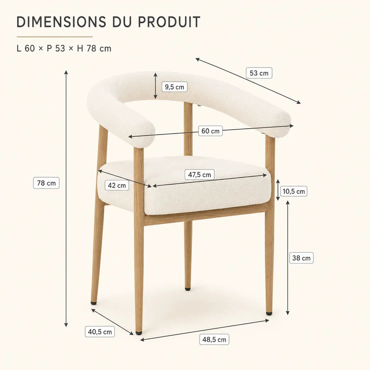 Chaises de salle à manger en bois Jeanne - Lot de 2