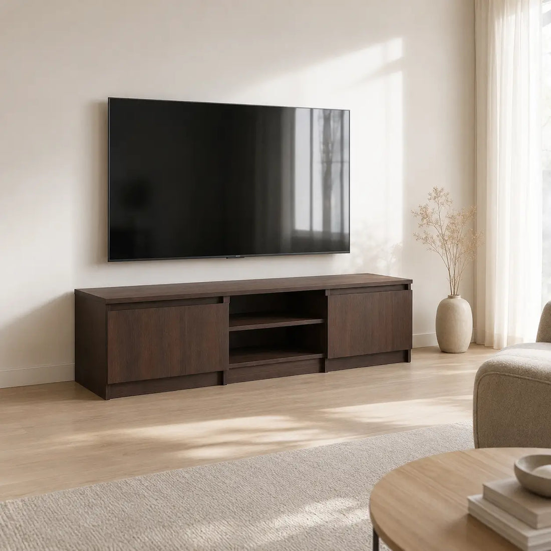 Meuble TV 140 cm en bois Émilie