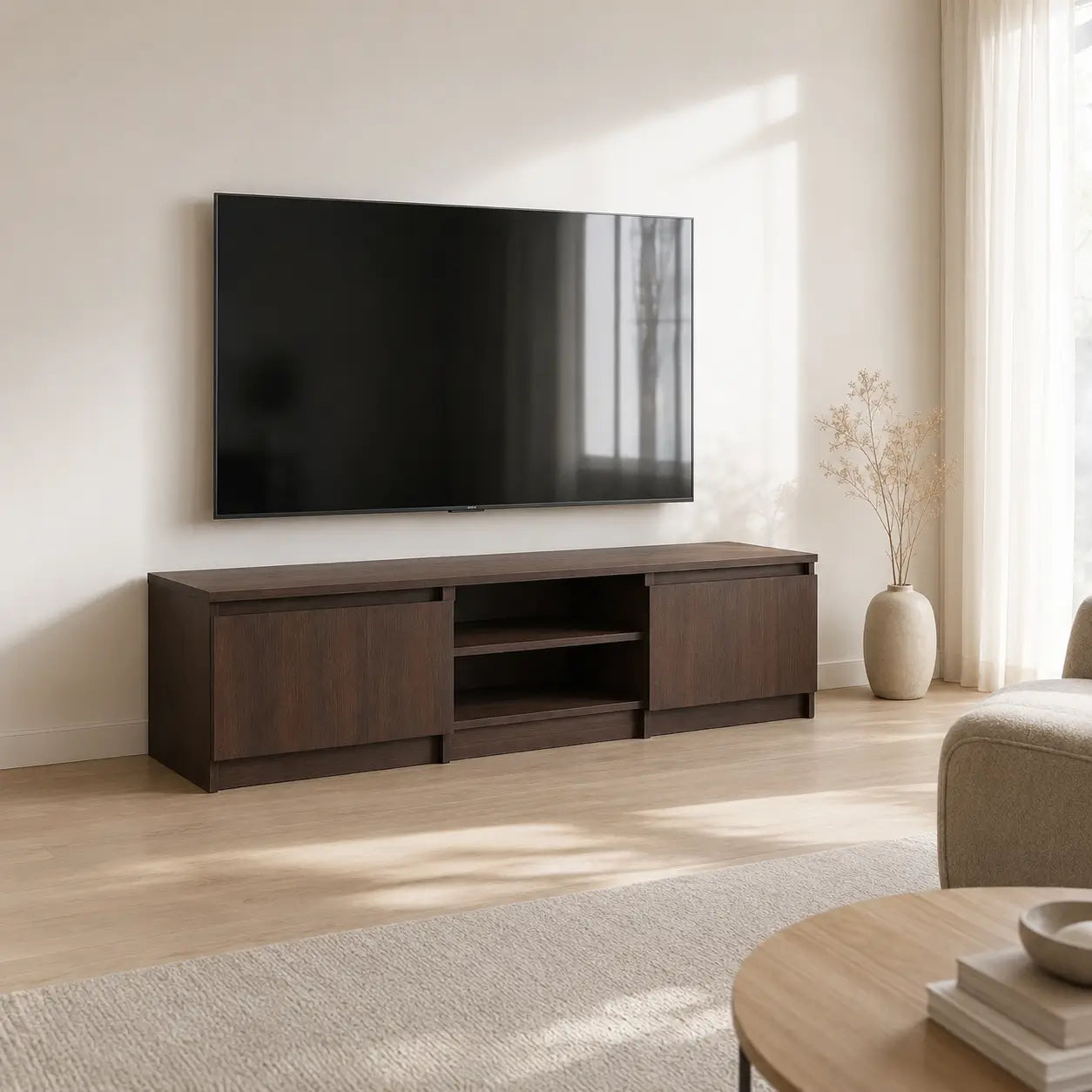 Meuble TV 140 cm en bois Émilie