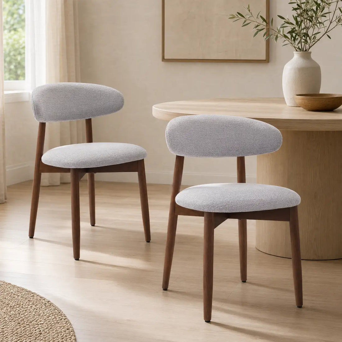 Lot de 2 chaises scandinaves en bois Elia - Gris clair