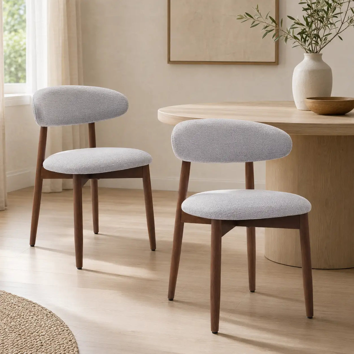 Lot de 2 chaises scandinaves en bois Elia - Gris clair