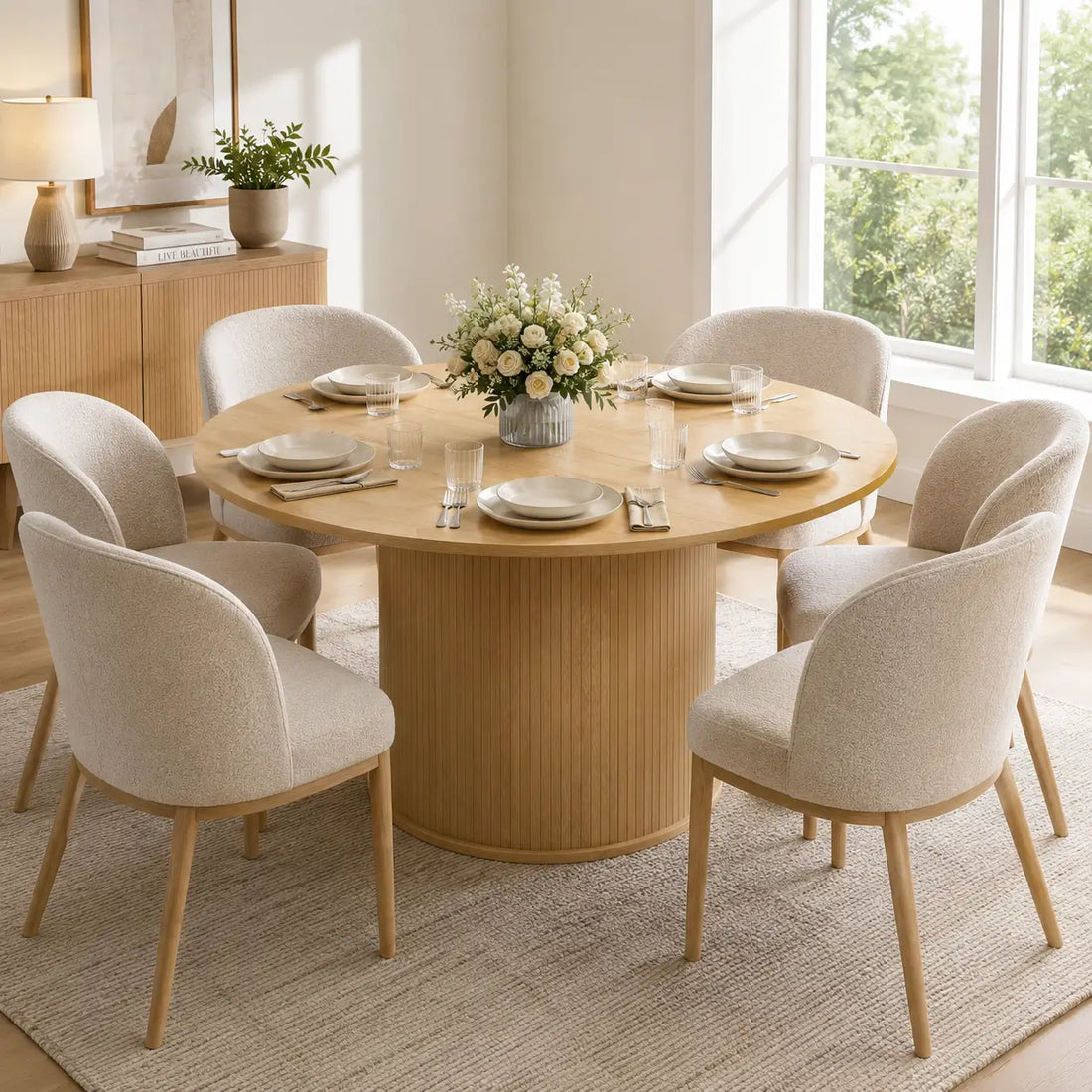 Table à manger ronde en bois Arthur