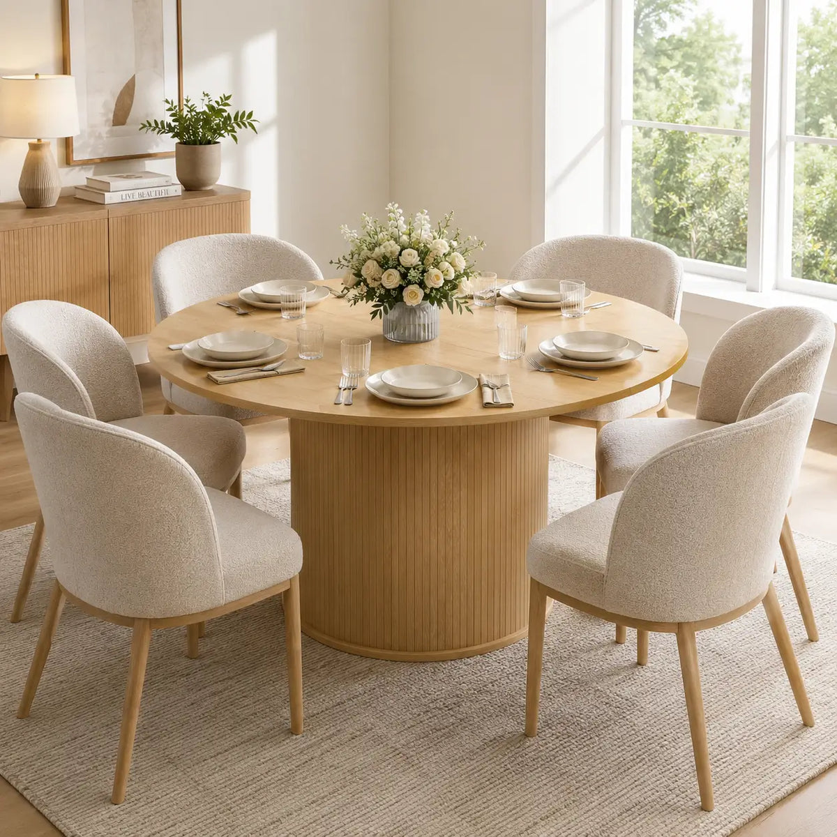 Table à manger ronde en bois Arthur