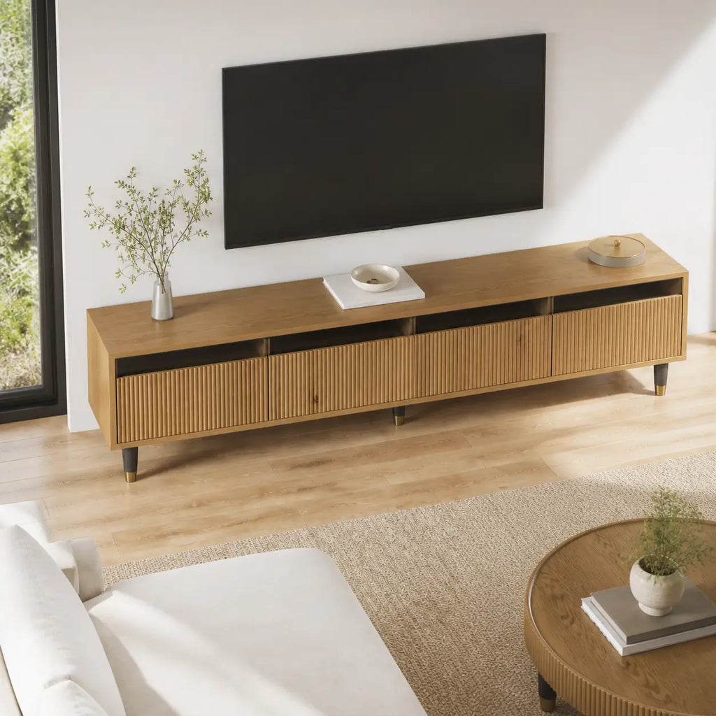 Meuble TV 4 tiroirs en bois Étienne