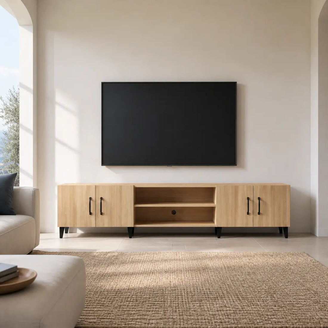 Meuble TV 180 cm en bois Hadrien
