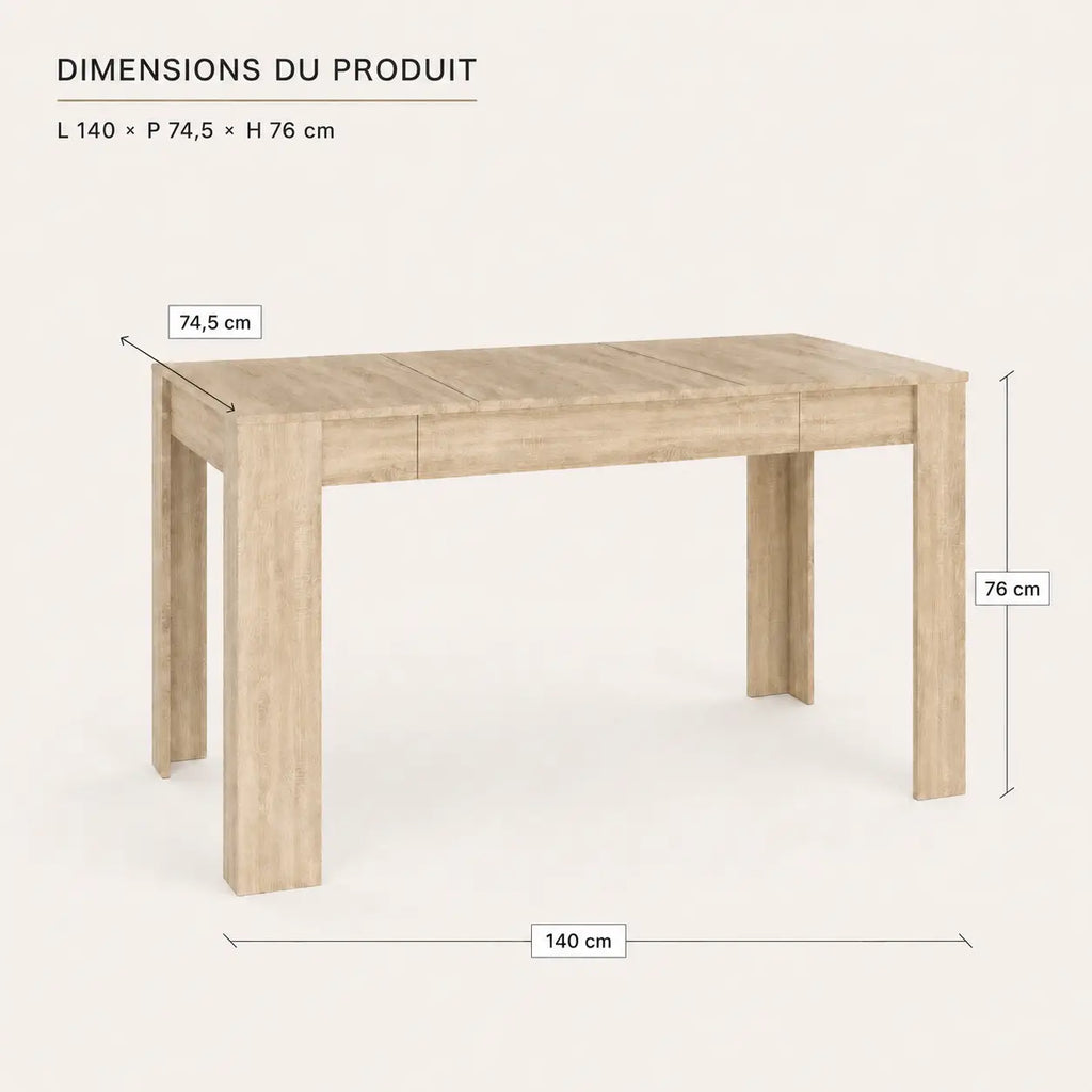 Table à manger 140 cm en bois Jules