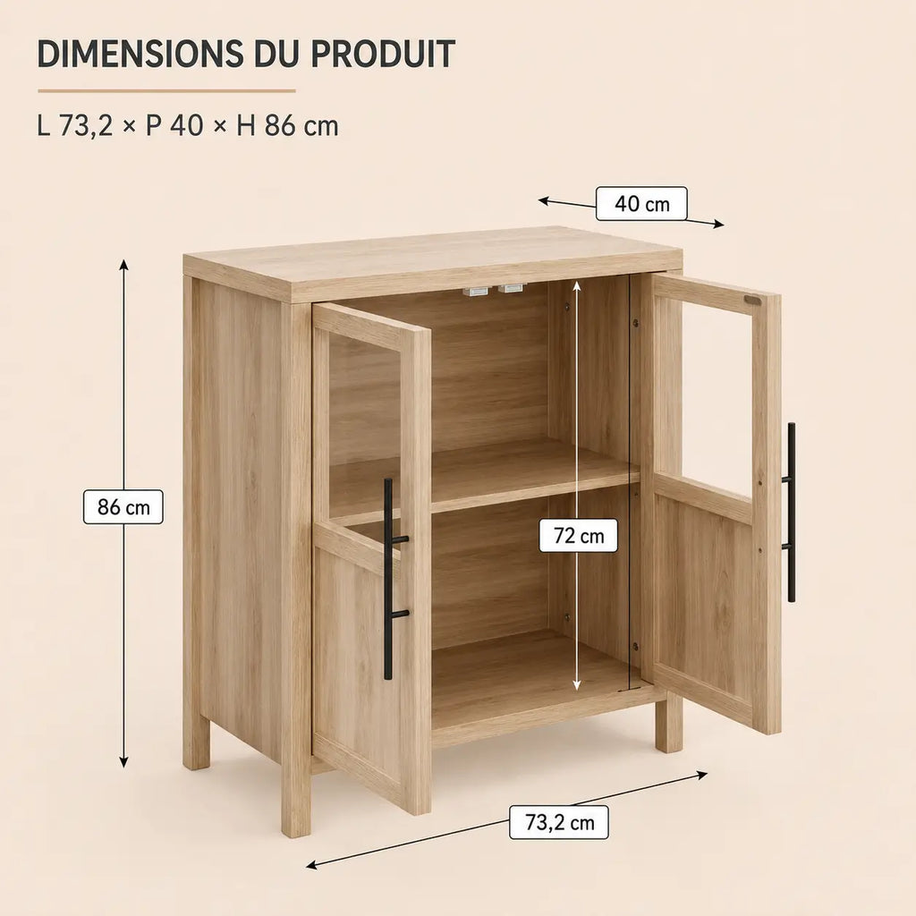 Buffet 2 portes en bois Emma