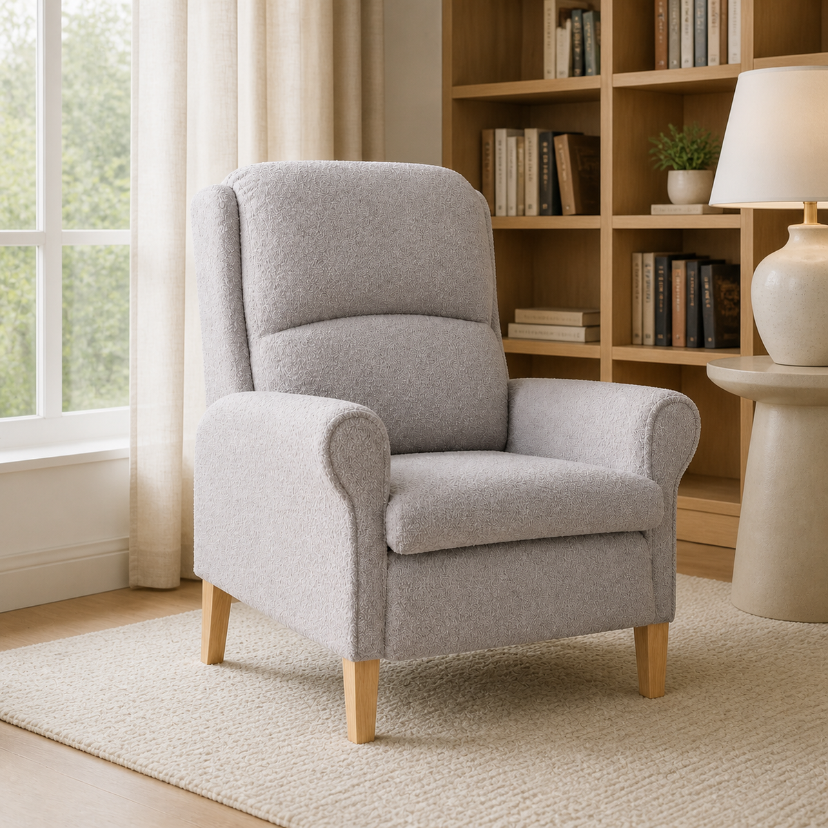 Fauteuil en bois Basile - Gris clair