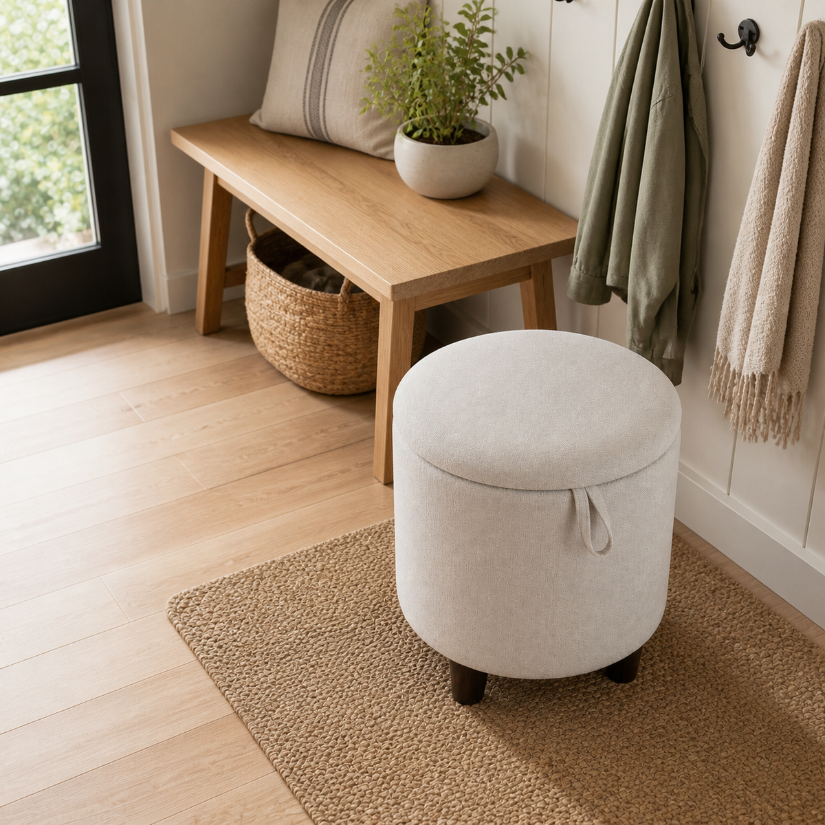 Pouf de rangement en bois Léon