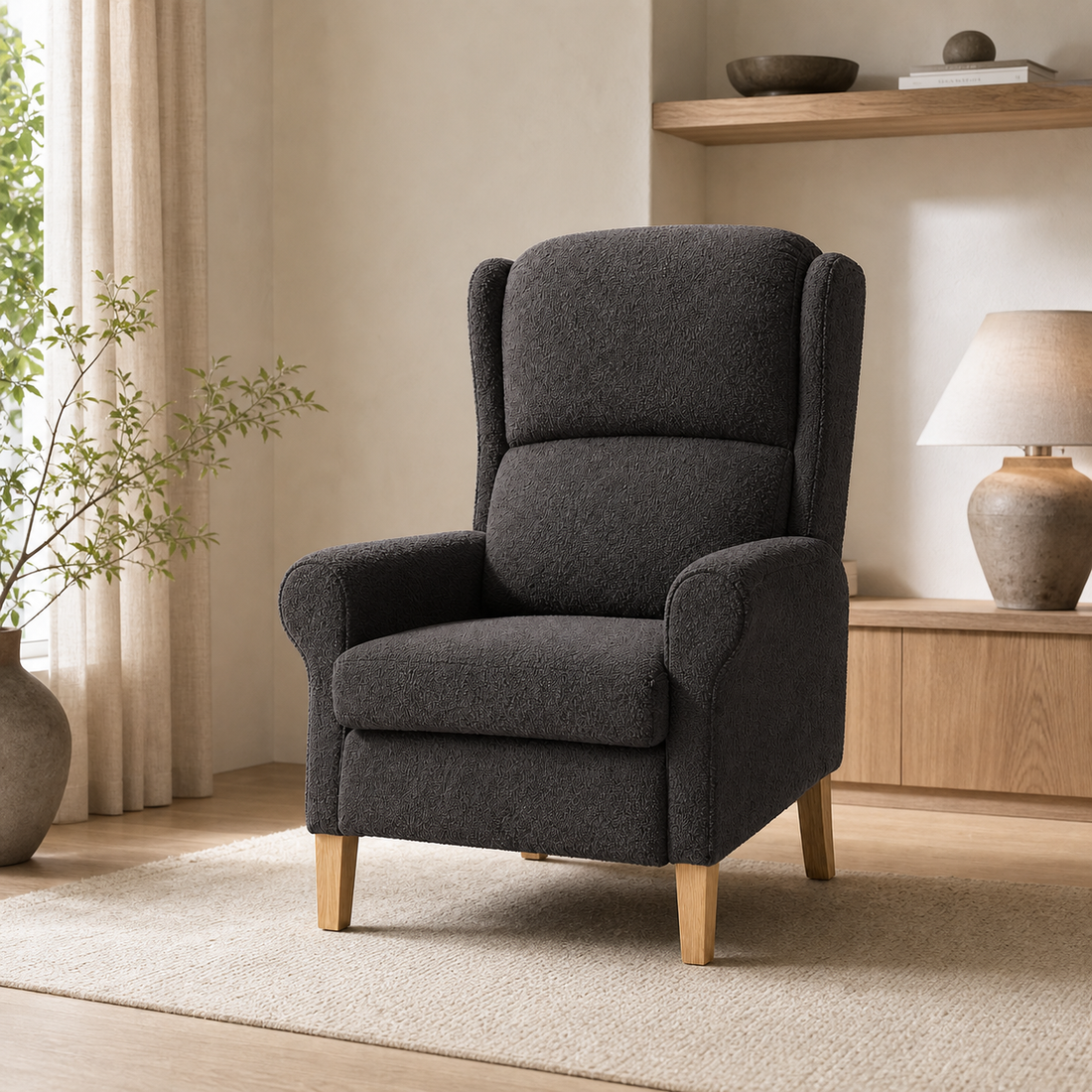 Fauteuil en bois Basile - Gris foncé