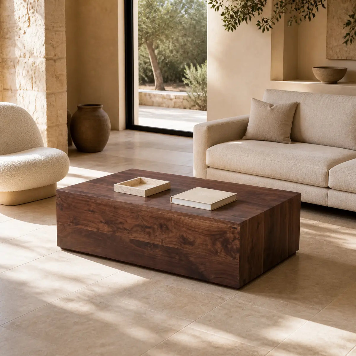 Table basse rectangulaire en bois Nathan